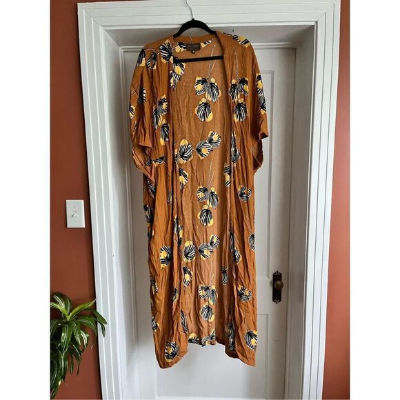 Bel Kazan Anthropologie Exclusive Lois Rust Orange Kimono Duster O/S - Picture 2 of 6